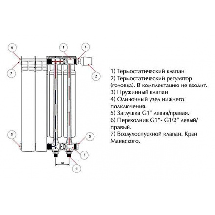 Радиатор биметаллический Rifar Monolit Ventil 350