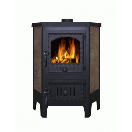 Печь-камин Бавария угловая чугун с плитой