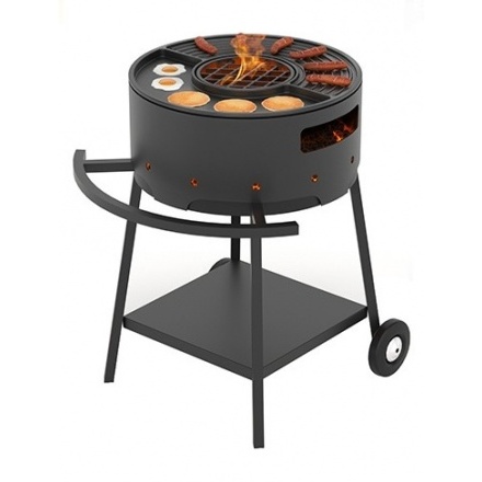 Мангал Везувий Дачник с чугунной плитой Gurman ø450 на подставке