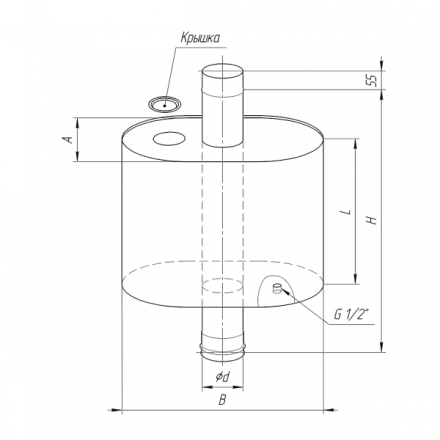 Бак Ferrum Комфорт эллиптический с трубой 50 л