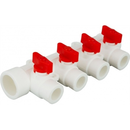 Коллектор ПП Kalde 4 выхода красный