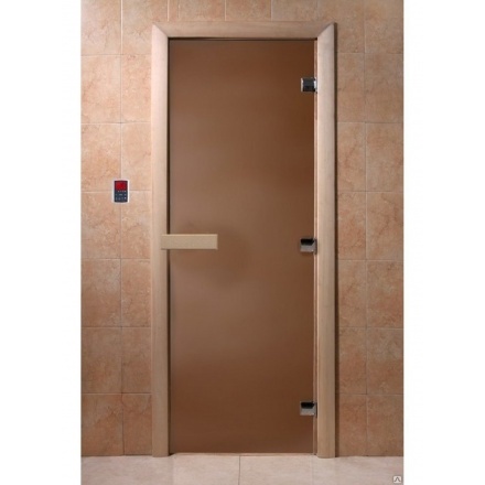 Дверь для бани стеклянная Doorwood Тёплое утро 1900x700 б/ц матовое (стекло 8 мм, 3 петли)