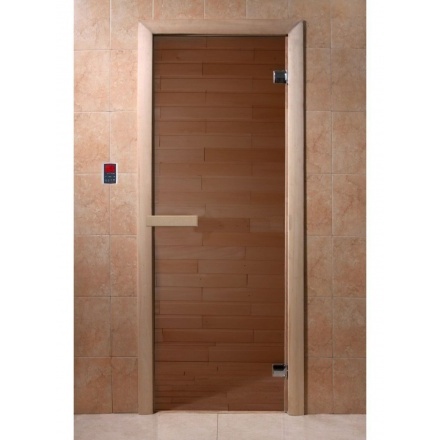 Дверь для бани и сауны Doorwood Бронза 1900x700 (хвоя, стекло 6 мм, 2 петли)