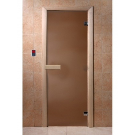 Дверь для бани стеклянная Doorwood Бронза матовая 1800x700 (хвоя, стекло 6 мм, 2 петли)