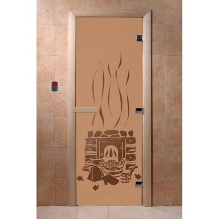 Дверь для бани Doorwood Бронза матовая 1900x700 (стекло 10 мм, 3 петли)