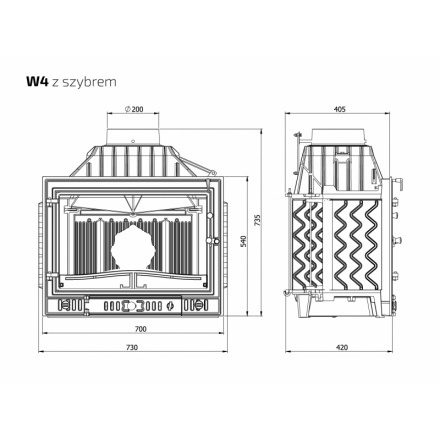 Каминная топка Kawmet W4-14,5 кВт