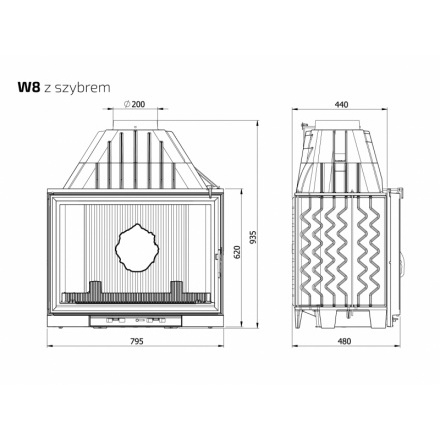 Каминная топка Kawmet W8-17,5 кВт EKO