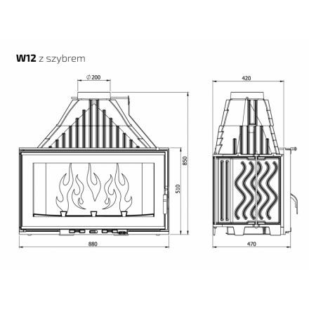 Каминная топка Kawmet W12-19,4 кВт
