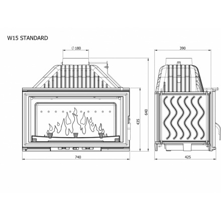 Каминная топка Kawmet W15 STANDARD 18 кВт