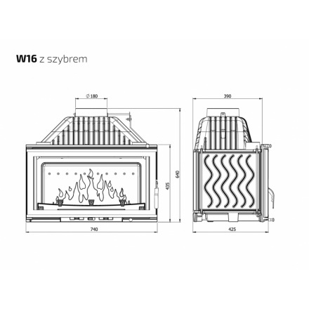 Каминная топка Kawmet W16 PREMIUM 14,7 кВт