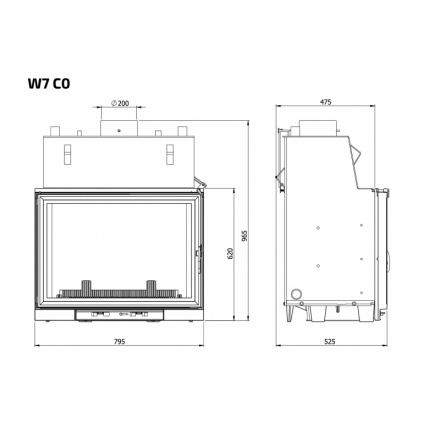 Каминная топка Kawmet W7CO 25,3 кВт с водяным контуром