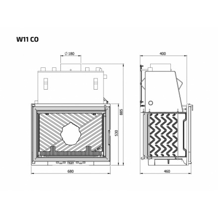 Каминная топка Kawmet W11CO 18 кВт с водяным контуром