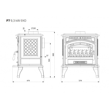 Печь-камин Kawmet P7 (9.3 кВт) EKO