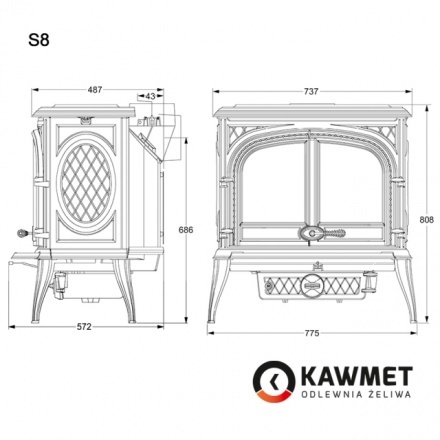 Печь-камин Kawmet Premium S8 (13,9 кВт)