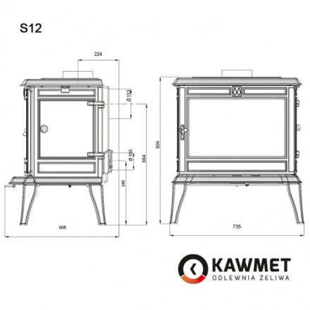 Печь-камин Kawmet Premium S12 (12,3 кВт)