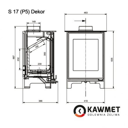 Печь-камин Kawmet Premium S17 Dekor (4,9 кВт)