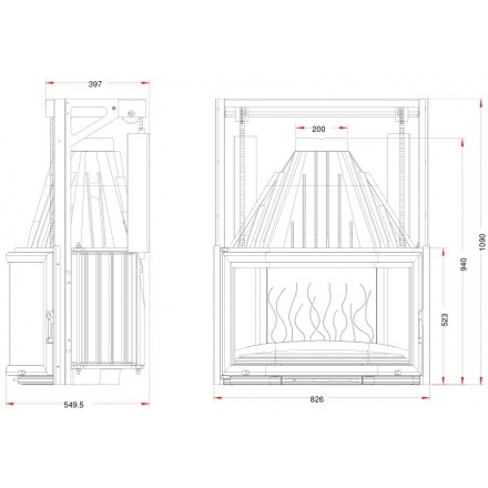 Каминная топка Invicta Prismatic 850 с подъёмом