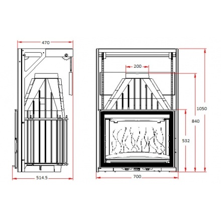 Каминная топка Invicta 700 Grand Angle с подъёмом