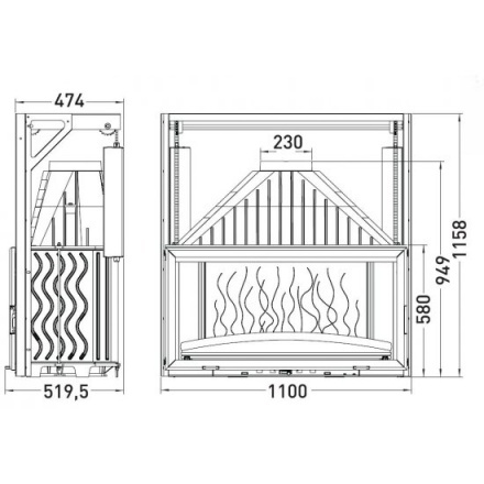 Каминная топка Invicta 1100 Grand Vision с подъёмом