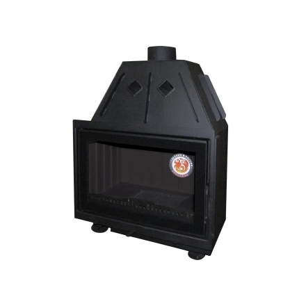 Каминная топка Экокамин Альфа 700-150 чёрный шамот принтинг