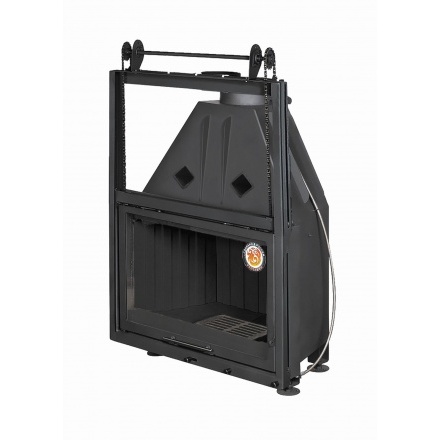 Каминная топка Экокамин Альфа 800 КB с контргрузом черный шамот