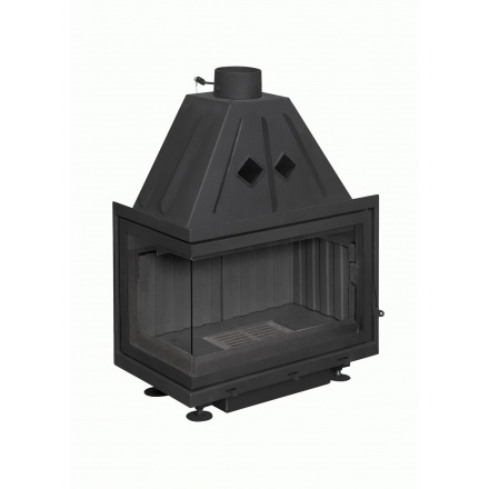 Каминная топка Экокамин Альфа 700 L два стекла левая чёрный шамот