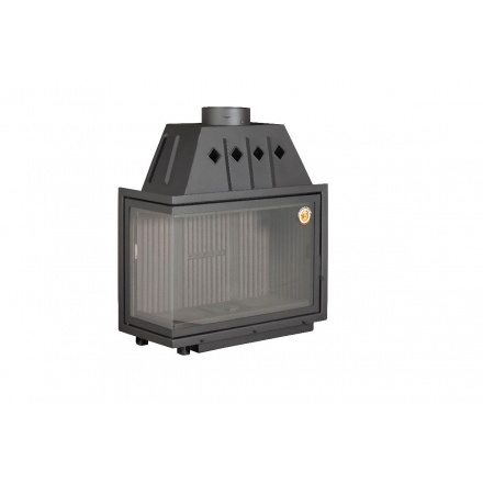 Каминная топка Экокамин Альфа 1000 LB два стекла левая чёрный шамот