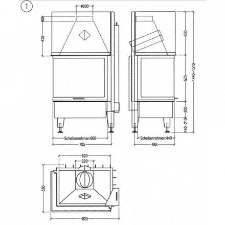Каминная топка Radiante 550/20/57-66.44 H ECOplus