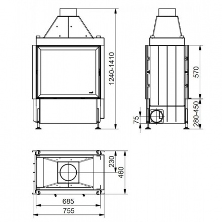 Каминная топка HARK Radiante 950/2/57-70 K ECOplus
