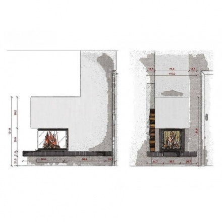Каминная топка Austroflamm 55x51 S3 c подъемным механизмом