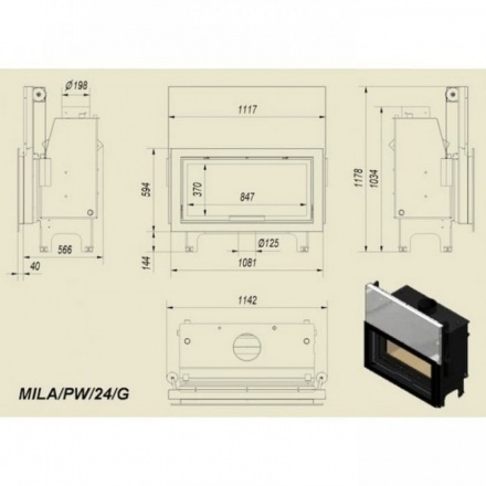 Каминная топка Kratki Mila/PW/24/G
