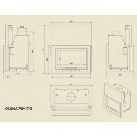 Каминная топка Kratki Oliwia/PW/17/G
