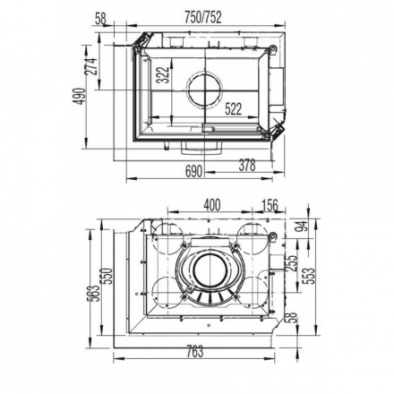 Каминная топка Austroflamm 69x49x57 S 2.0 правая подъёмный механизм