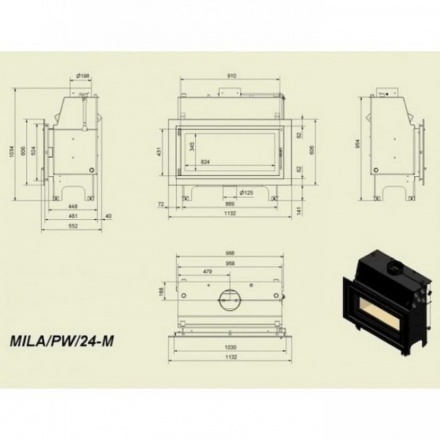 Каминная топка Kratki Mila/PW/24