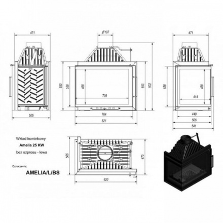 Каминная топка Kratki Amelia/L/BS