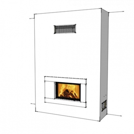 Каминная топка Austroflamm 75x57 S 2.0 подъёмный механизм, плоское стекло
