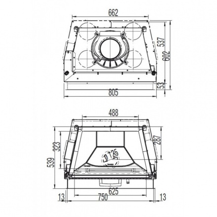 Каминная топка Austroflamm 75x57 S 2.0 подъёмный механизм, плоское стекло