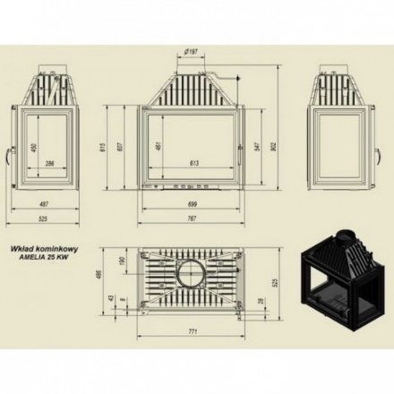 Каминная топка Kratki Amelia/LPT