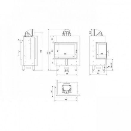 Каминная топка Kratki Lucy/12/L/BS