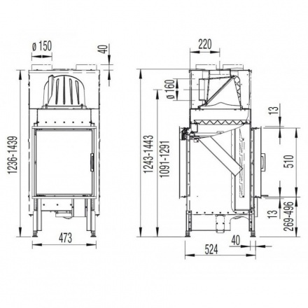 Каминная топка Austroflamm 45x51 KII тоннельная