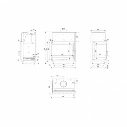 Каминная топка Kratki Amelia/PW/BL/24/BS/W/Deco
