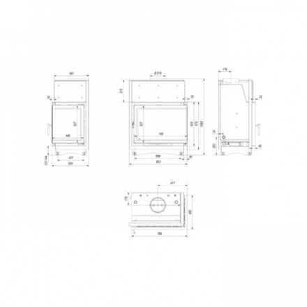 Каминная топка Kratki Amelia/PW/BP/24/BS/W/Deco