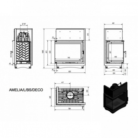 Каминная топка Kratki Amelia/L/BS/Deco