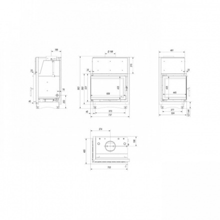 Каминная топка Kratki Zuzia/PW/BL/15/BS/W/Deco