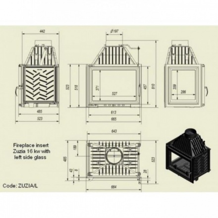 Каминная топка Kratki Zuzia/L
