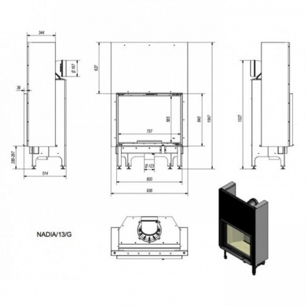 Каминная топка Kratki Nadia/13/G