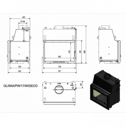 Каминная топка Kratki OLIWIA/PW/17/W/DECO