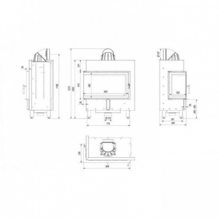 Каминная топка Kratki Lucy/14/L/BS