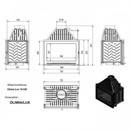 Каминная топка Kratki Oliwia/LUX