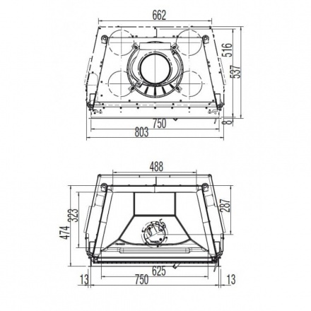 Каминная топка Austroflamm 75x57 K распашная дверца, плоское стекло